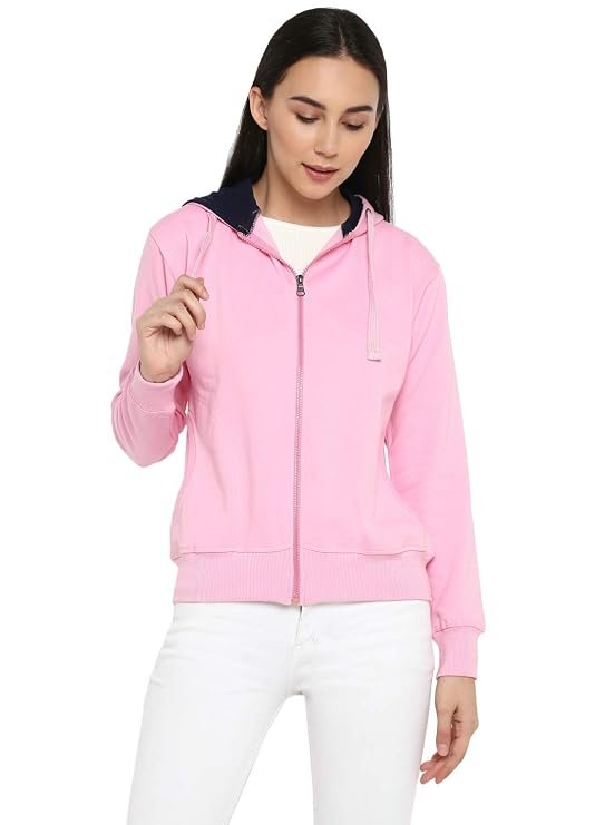 Women's Solid Zipper Hooded Sweatshirt