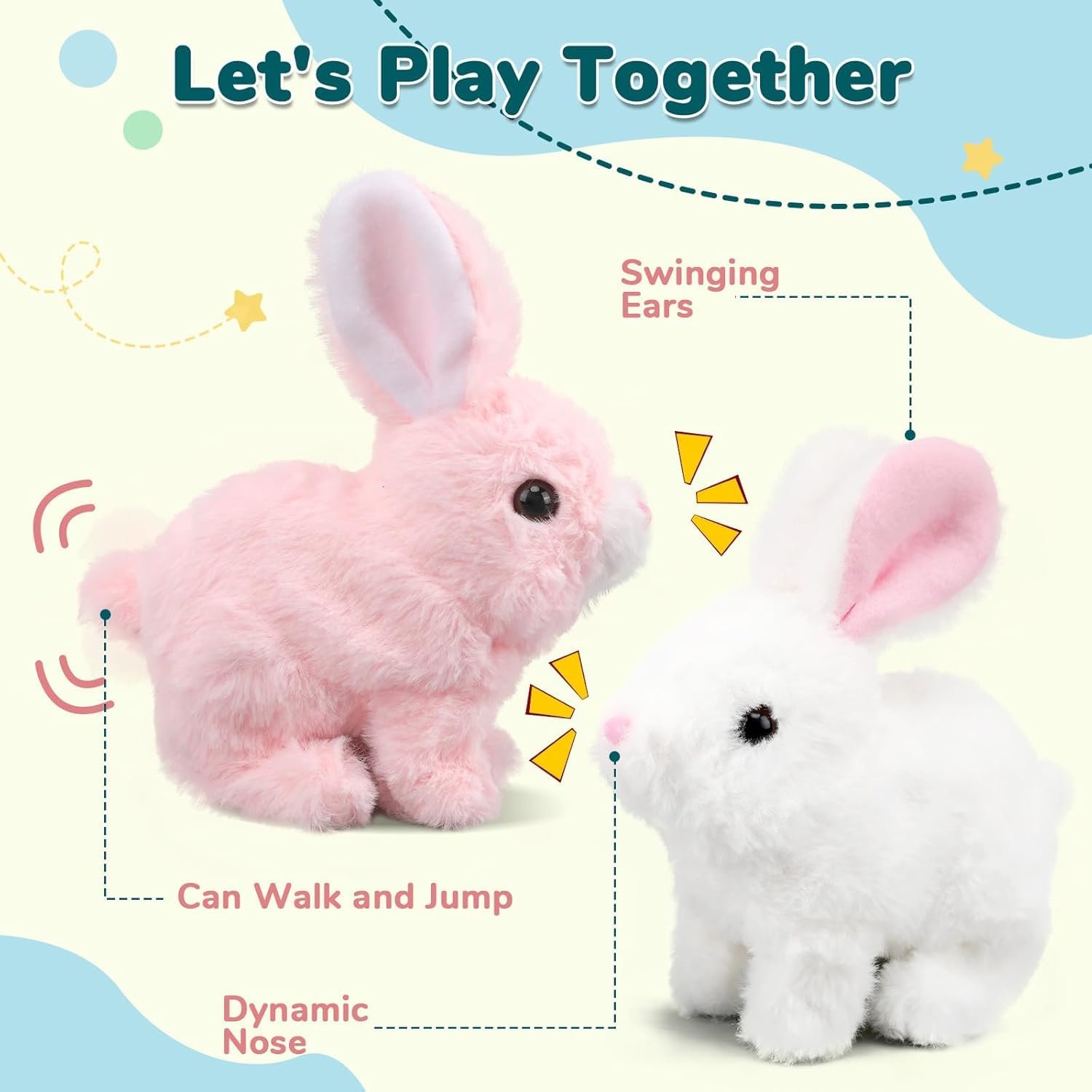 Hopping Walking Toy with Sounds, Wiggling Tail