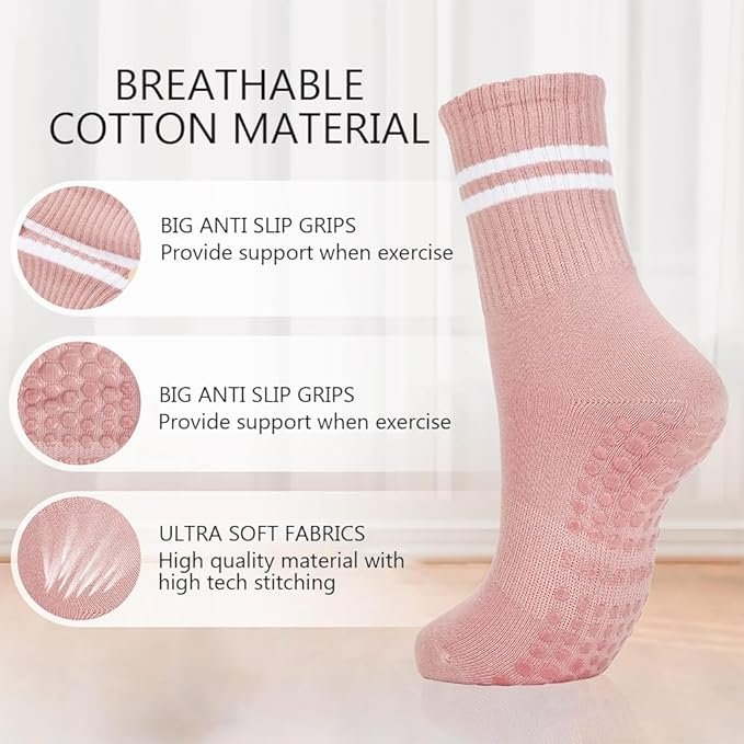 2 Pairs Yoga Socks for Women, Anti-slip, Anti-odor Sport Sock