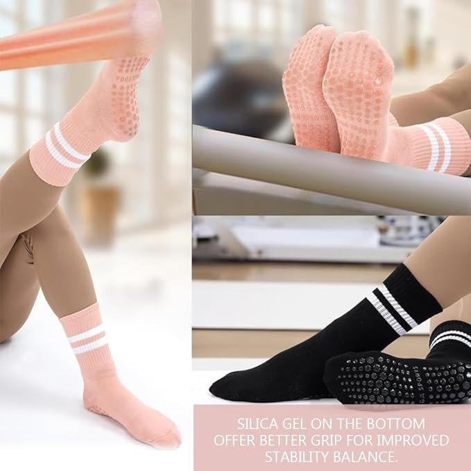 2 Pairs Yoga Socks for Women, Anti-slip, Anti-odor Sport Sock