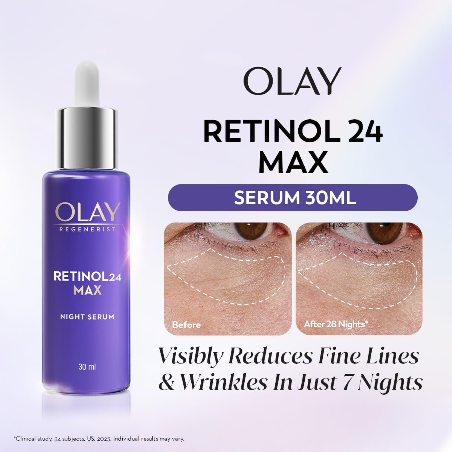 Olay Retinol 24 Max Night Serum l Visibly Reduces Fine Lines in 7 Nights