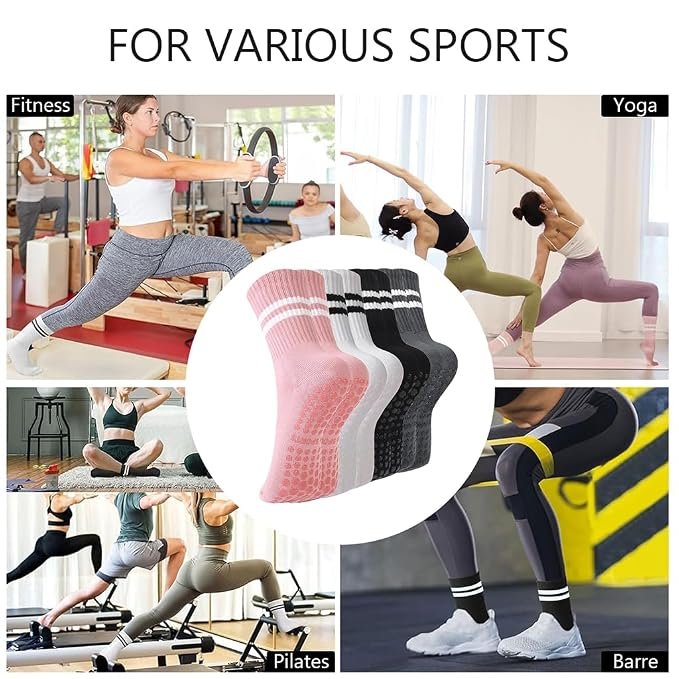2 Pairs Yoga Socks for Women, Anti-slip, Anti-odor Sport Sock