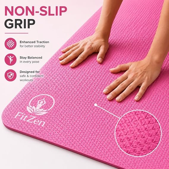 Yoga Mat for Women and Men 6mm with Carry Strap