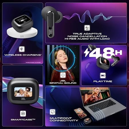 Hi-Res Audio True ANC Earbuds,Smart Case with Touch Display