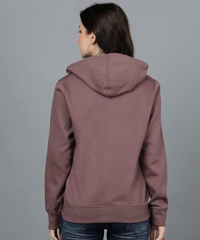 Women's Solid Zipper Hooded Sweatshirt